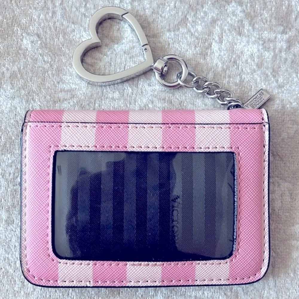 Brand New Victoria’s Secret Set Lotion Pink Stripes Key & Cardholder Lip Gloss